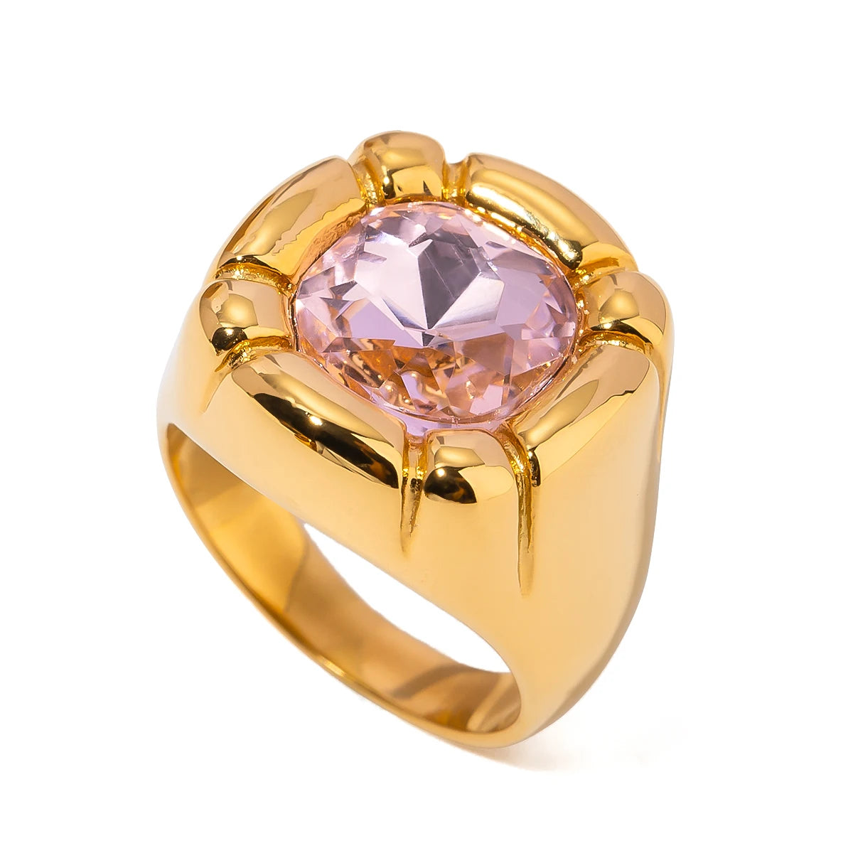 Bagues femme dorées en acier inoxydable – Plaqué or 18K, coquille, perle et zircon, bijoux tendance