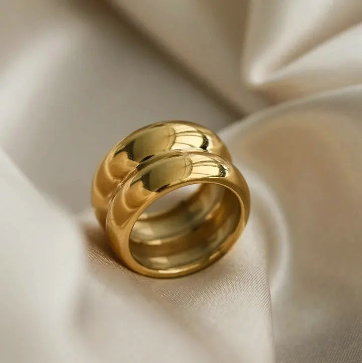 Bagues femme dorées en acier inoxydable – Plaqué or 18K, coquille, perle et zircon, bijoux tendance