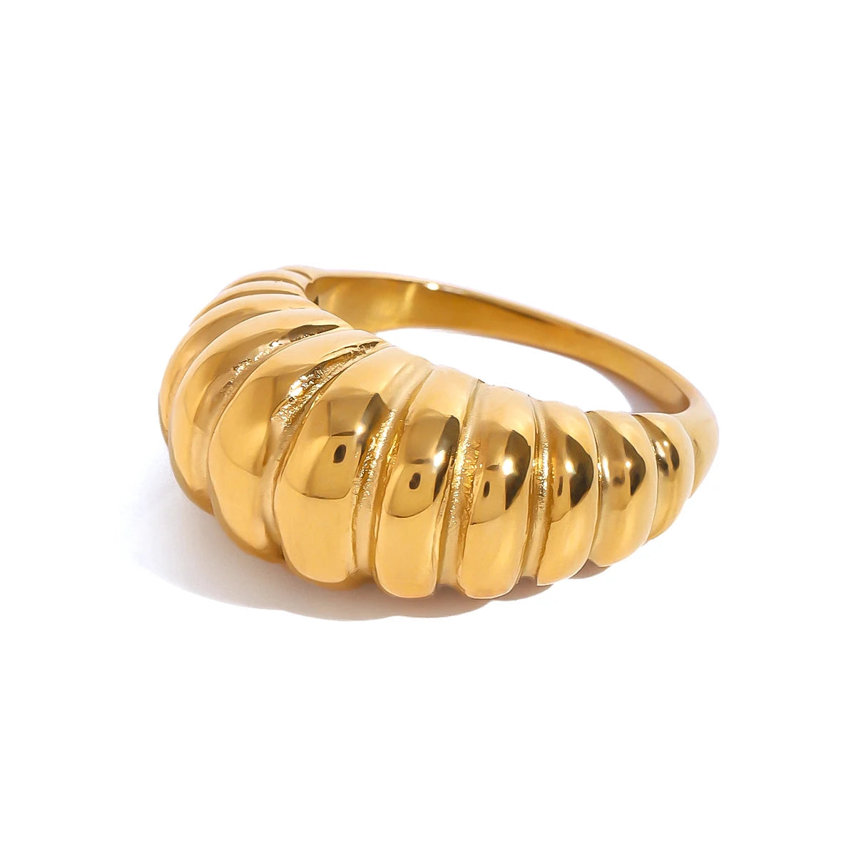 Bagues femme dorées en acier inoxydable – Plaqué or 18K, coquille, perle et zircon, bijoux tendance