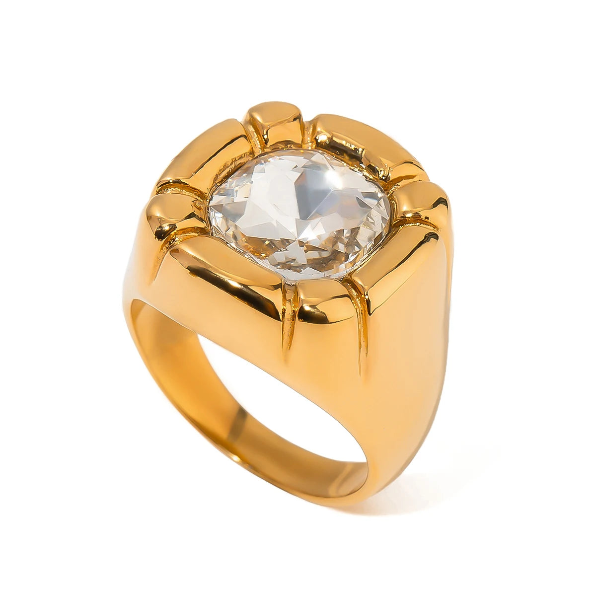 Bagues femme dorées en acier inoxydable – Plaqué or 18K, coquille, perle et zircon, bijoux tendance