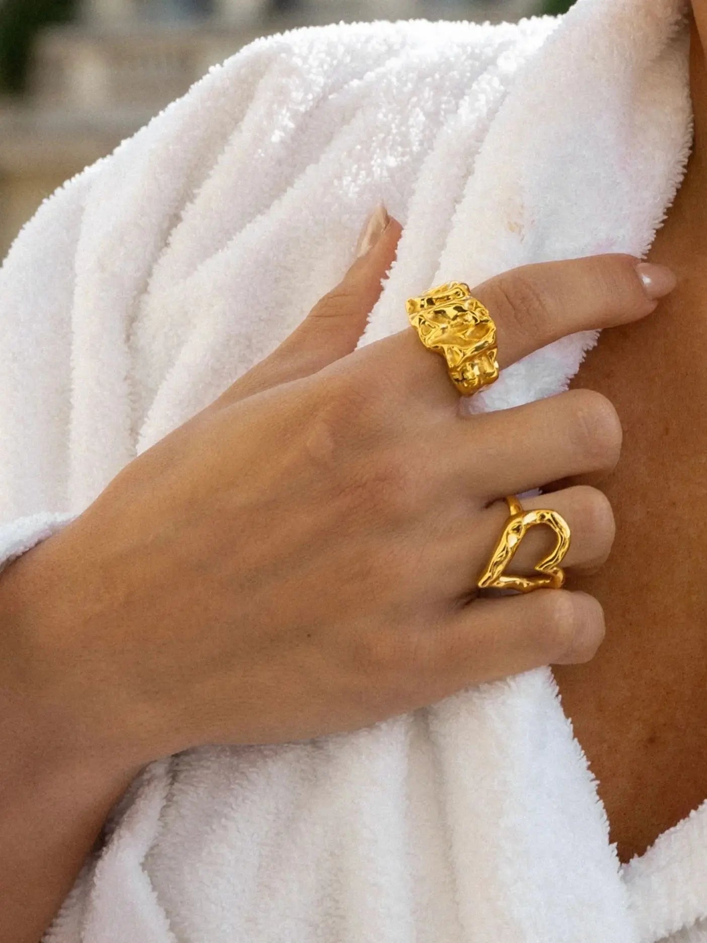 Bagues femme dorées en acier inoxydable – Plaqué or 18K, coquille, perle et zircon, bijoux tendance