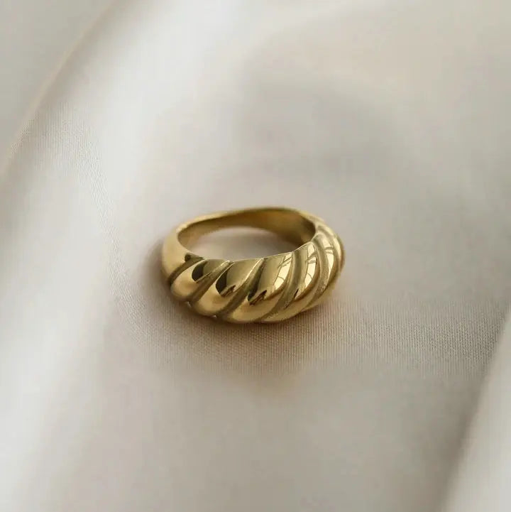 Bagues femme dorées en acier inoxydable – Plaqué or 18K, coquille, perle et zircon, bijoux tendance
