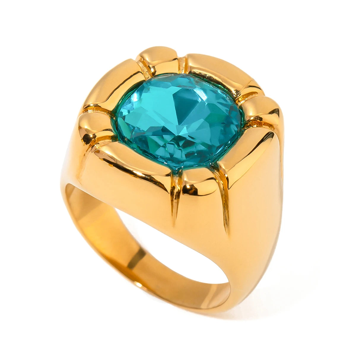 Bagues femme dorées en acier inoxydable – Plaqué or 18K, coquille, perle et zircon, bijoux tendance