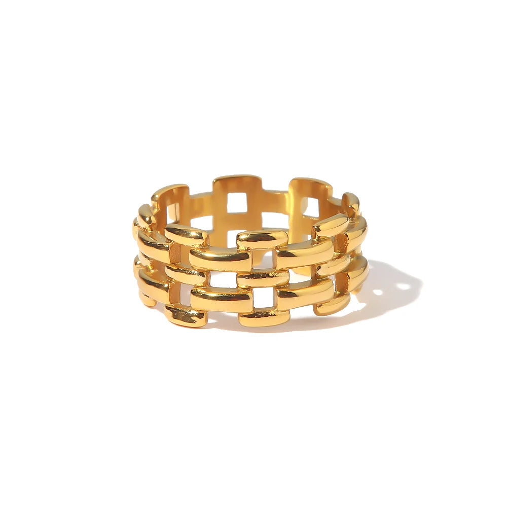 Bagues femme dorées en acier inoxydable – Plaqué or 18K, coquille, perle et zircon, bijoux tendance