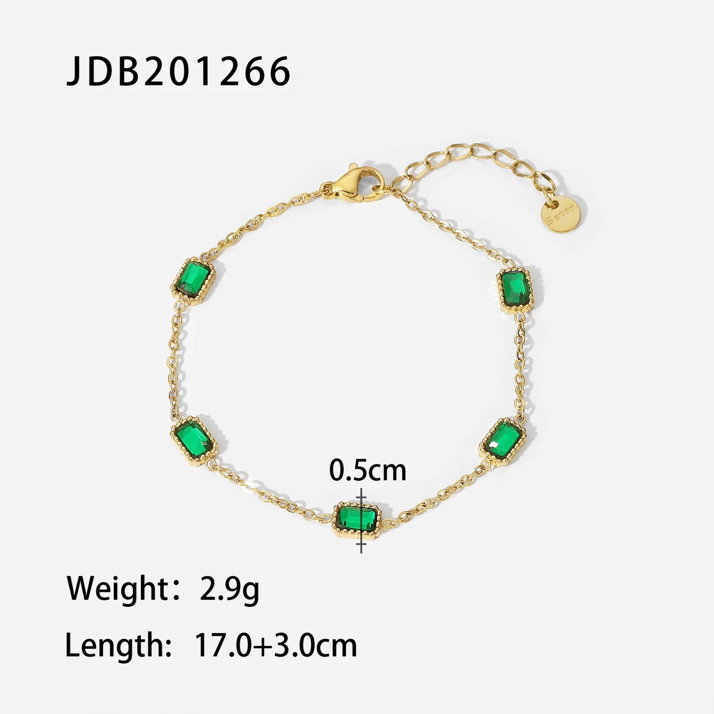 Bracelet femme doré en acier inoxydable – Zircone cubique, plaqué or PVD 18K, étanche et hypoallergénique