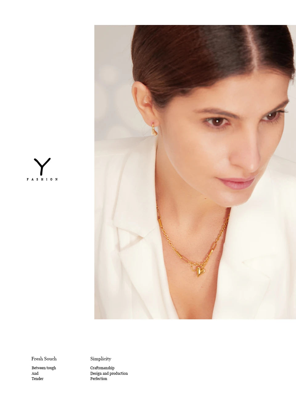 Kette & Herz-Halskette – 18 Karat vergoldeter Edelstahl, schicker romantischer Stil