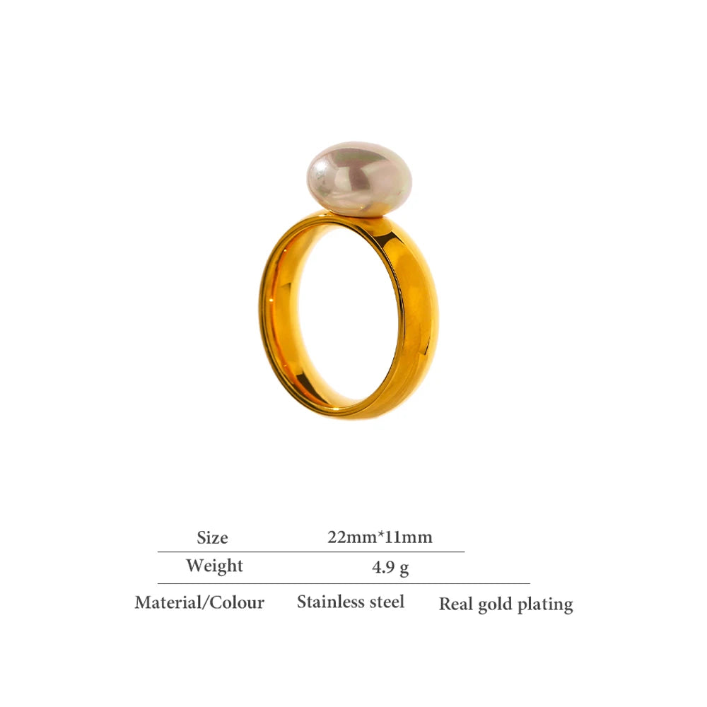 Perlenring auf Goldband – Minimalistische Eleganz in Edelstahl