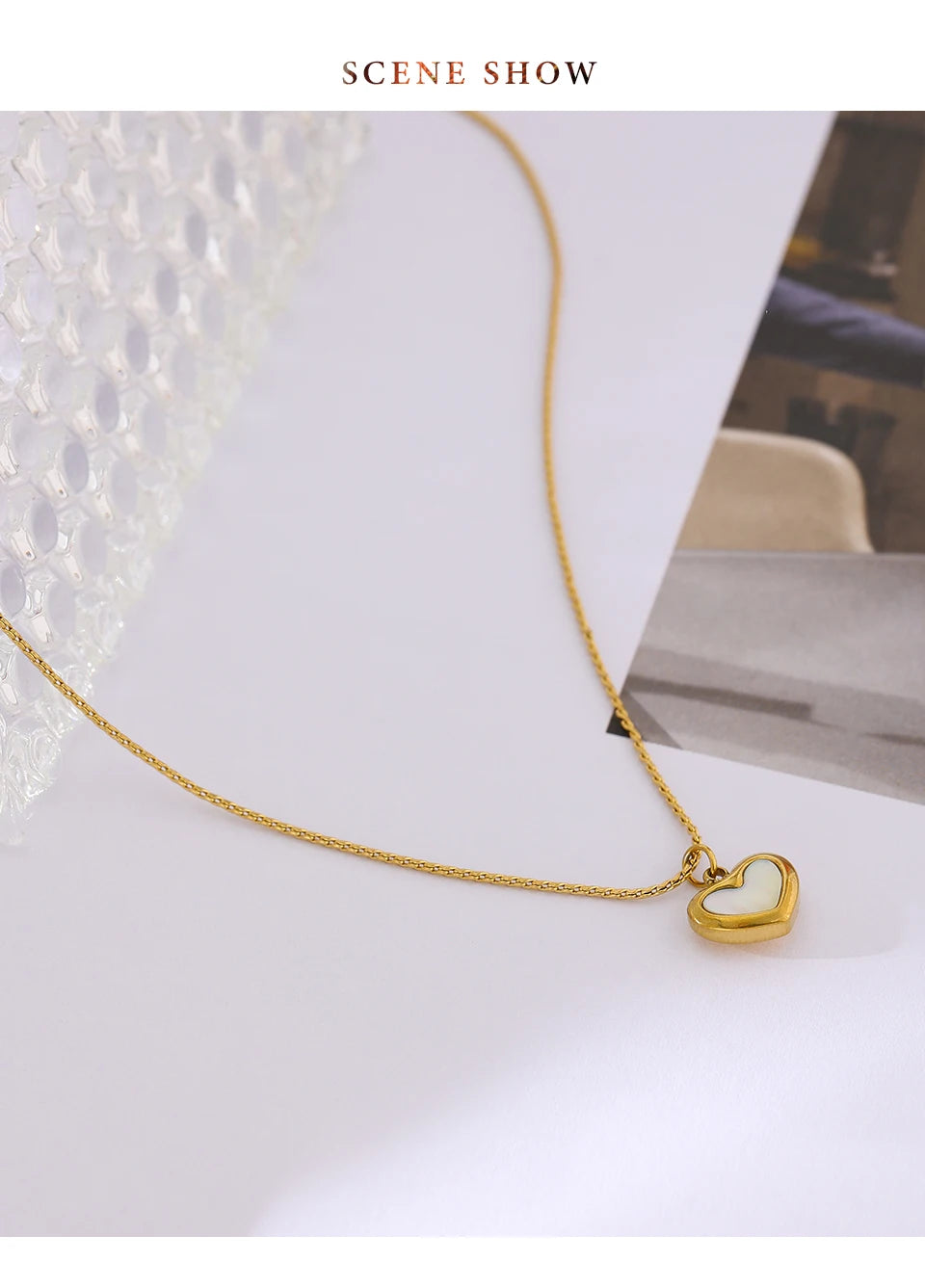 Collier Pendentif Cœur en Coquille Naturelle