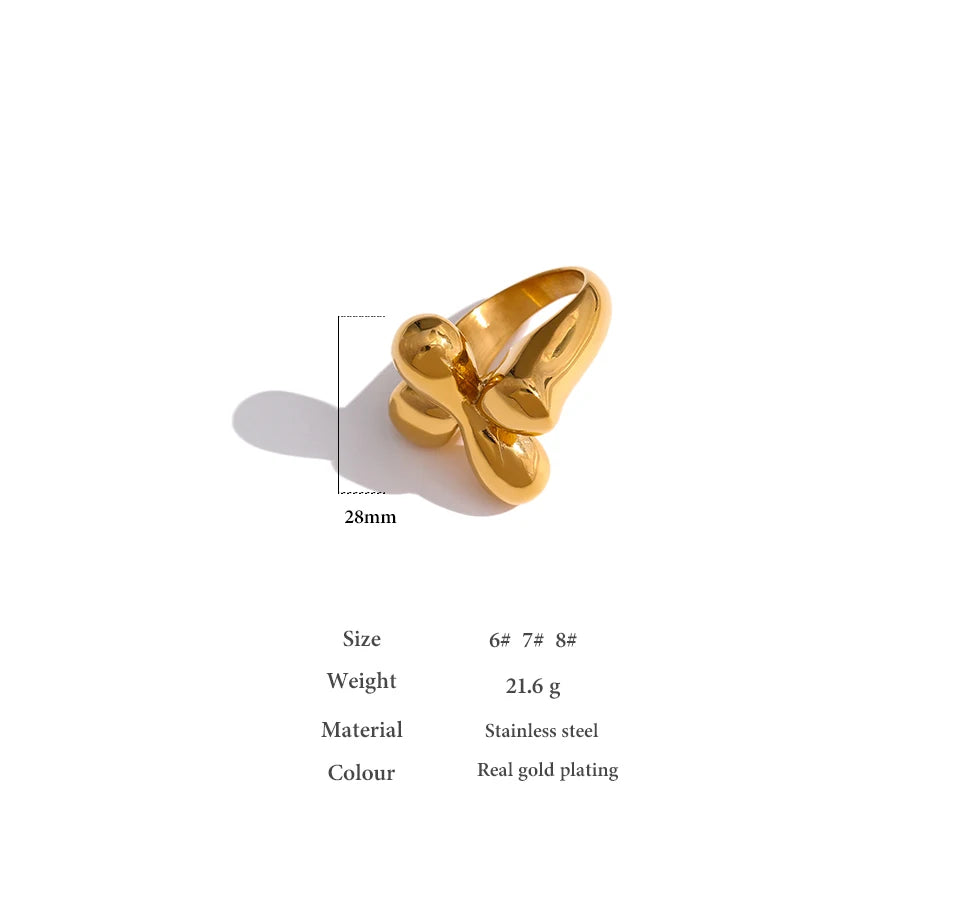 Ring mit stilisiertem Blumendesign – 18 Karat vergoldeter Edelstahl
