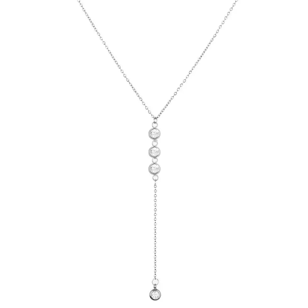 Collier Ras du Cou en Y – Acier Inoxydable Doré & Cristaux
