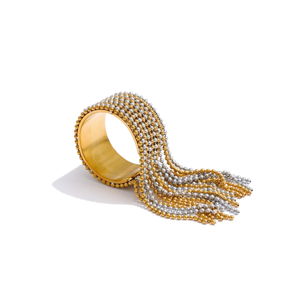 Bague chaîne gland – Acier inoxydable plaqué or 18K, réglable