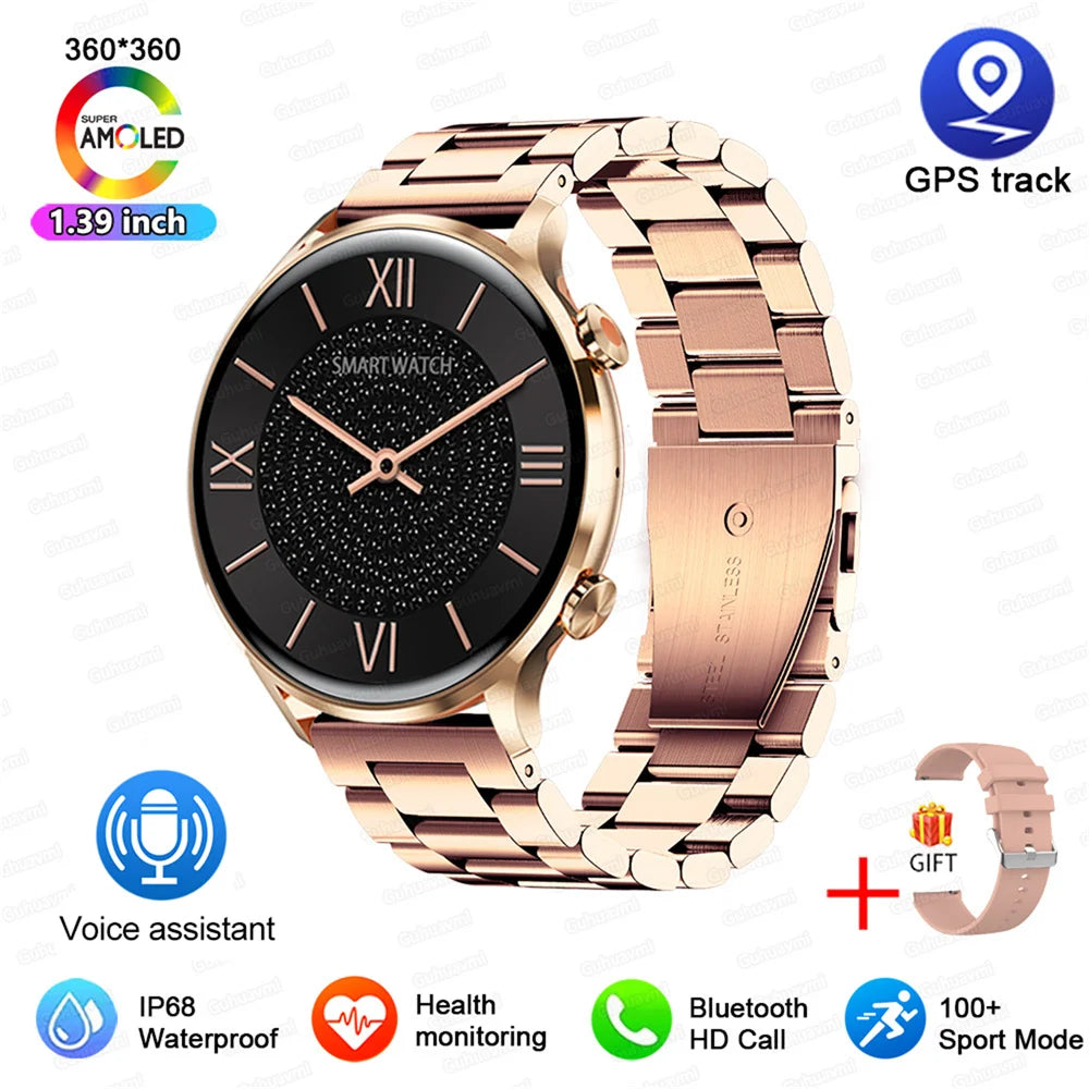 Montre connectée AMOLED homme & femme – Smartwatch Bluetooth, GPS, NFC, étanche IP68, Android & iOS