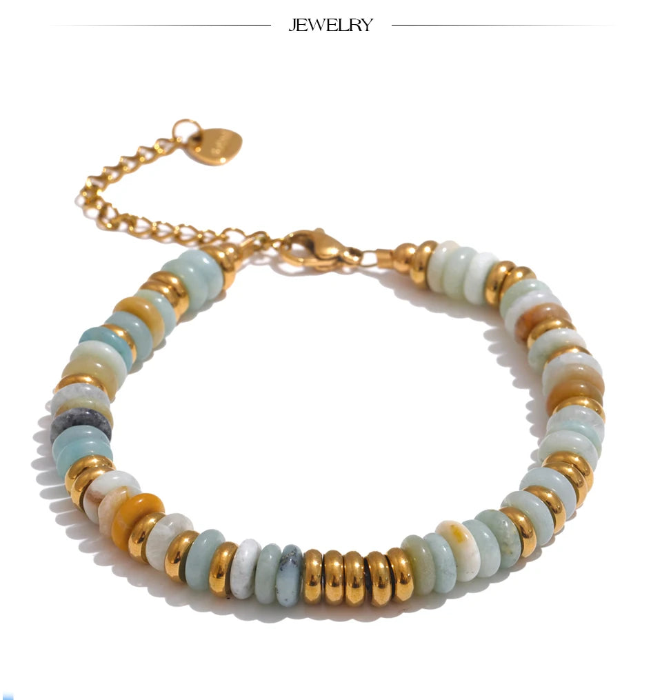 Buntes Perlenarmband – Naturstein & Edelstahl