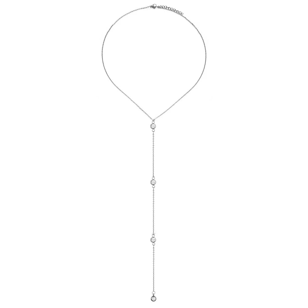 Collier Ras du Cou en Y – Acier Inoxydable Doré & Cristaux