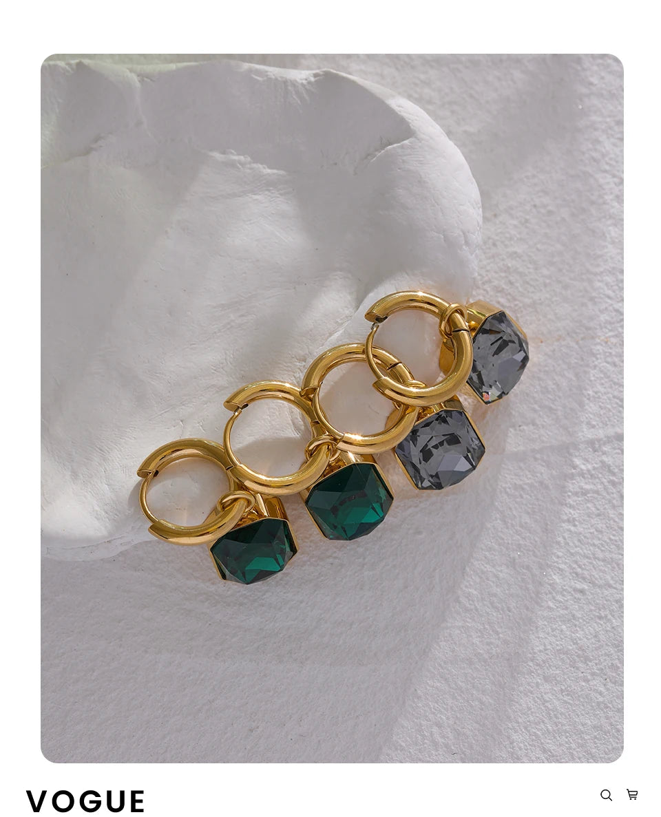 Boucles d'oreilles pendantes en zircon cubique – Acier inoxydable 18K