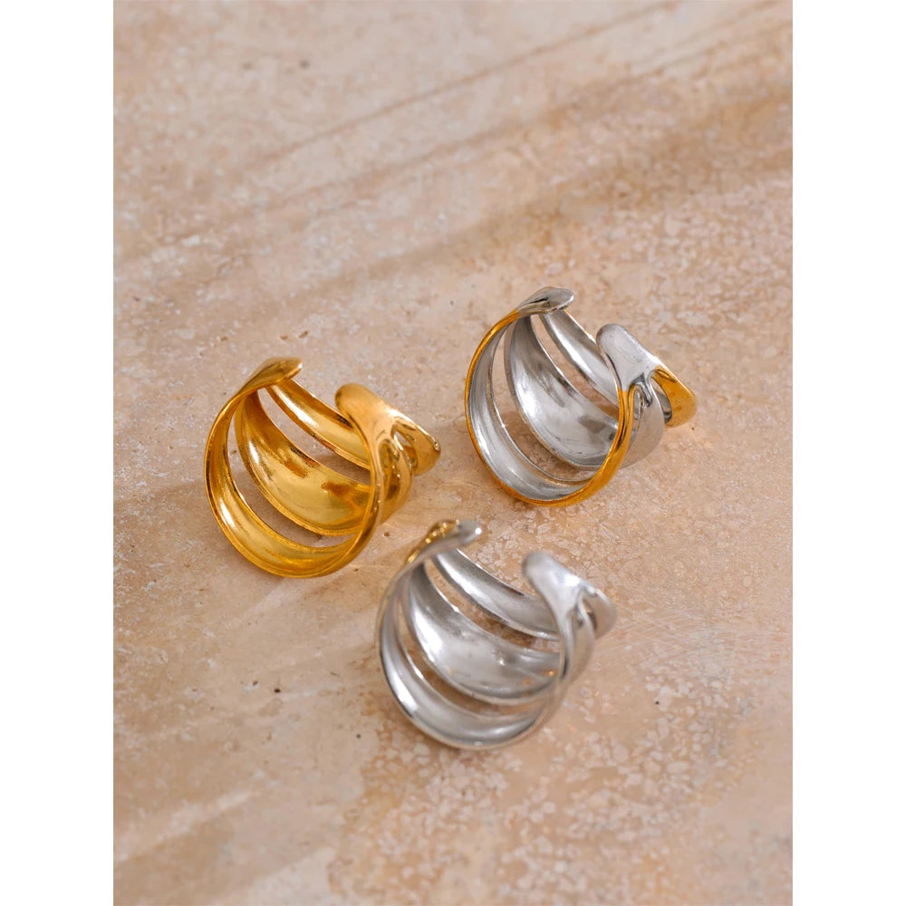 Bague géométrique – Acier inoxydable brillant