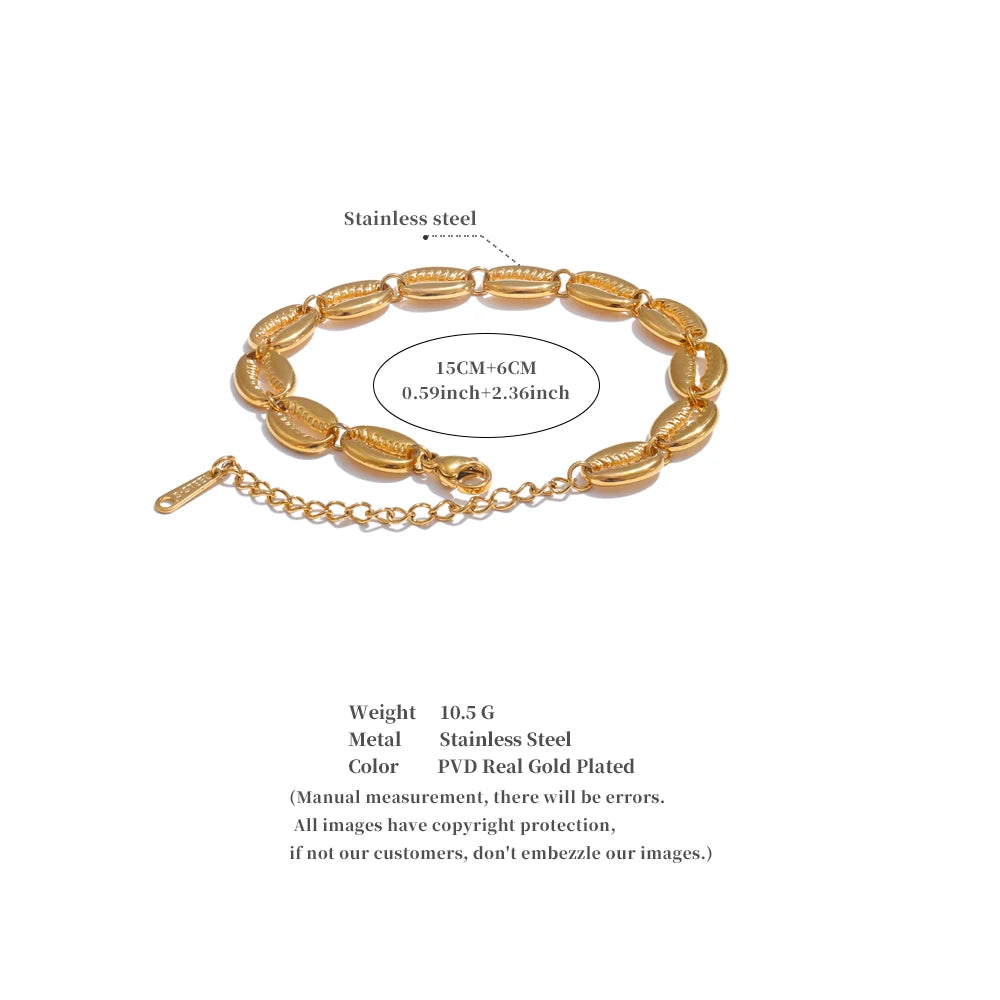 Bracelet Coquillage Doré – Acier Inoxydable Plaqué Or 18K
