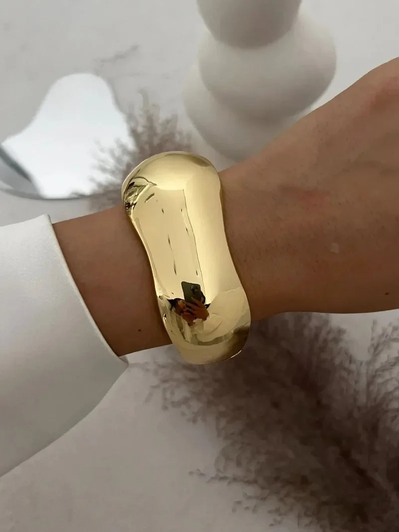Breites Armreif-Armband – Gold- oder Silbermetall-Finish