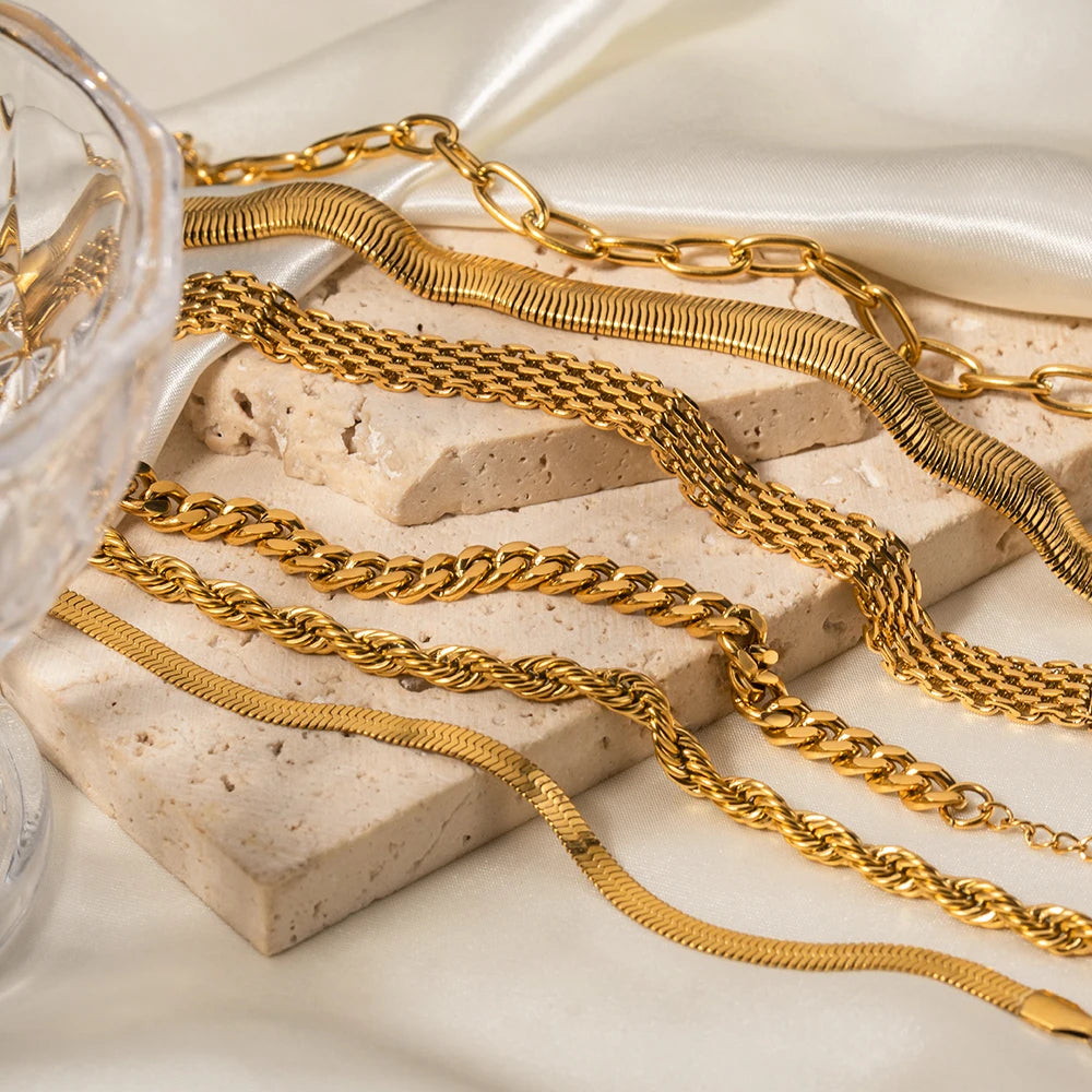 Bracelets femme dorés en acier inoxydable – Multi-chaînes 18K PVD au choix