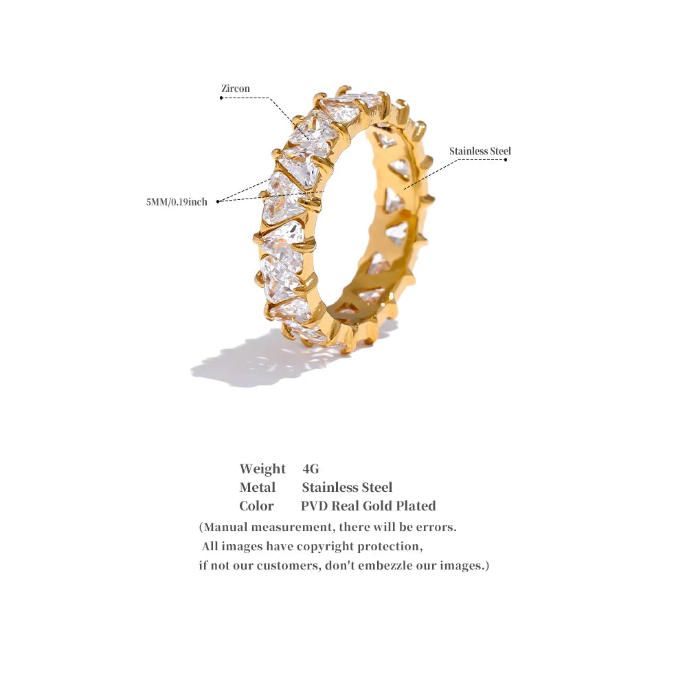 Bling Heart Ring – Edelstahl und Zirkonia, glänzendes Finish