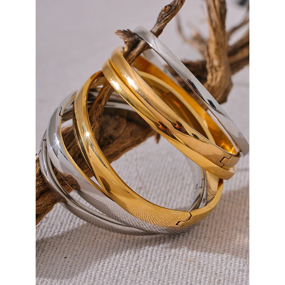 Minimalistisches rundes Armband – 316L Edelstahl, 18 Karat vergoldet, wasserdicht