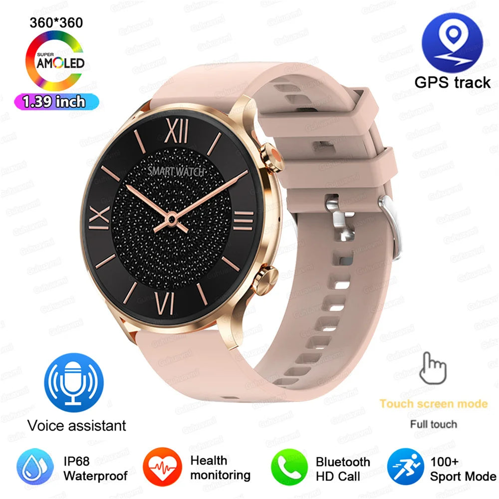 Montre connectée AMOLED homme & femme – Smartwatch Bluetooth, GPS, NFC, étanche IP68, Android & iOS