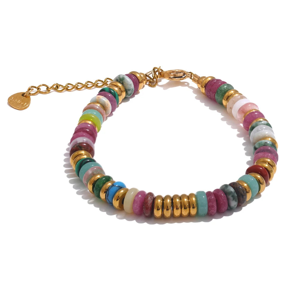 Buntes Perlenarmband – Naturstein & Edelstahl