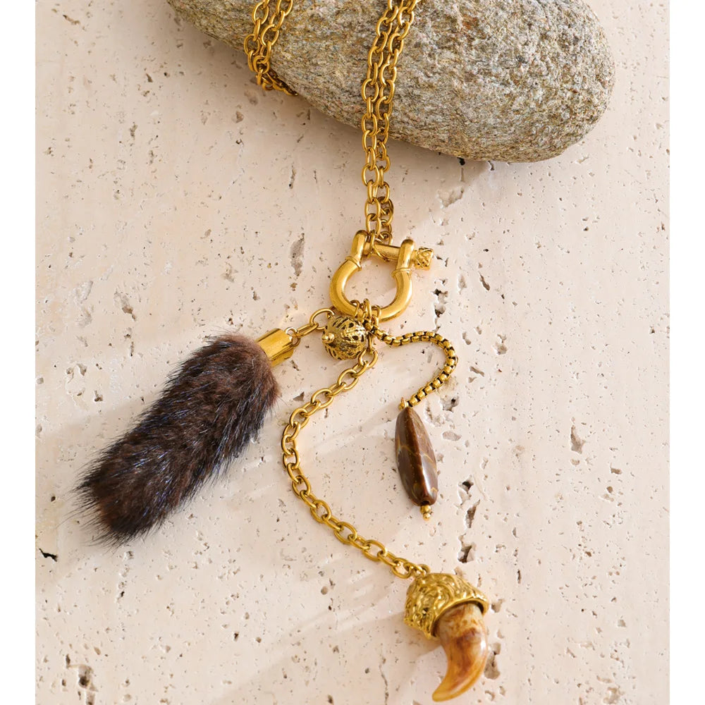 Collier long chaîne sweater design exclusif