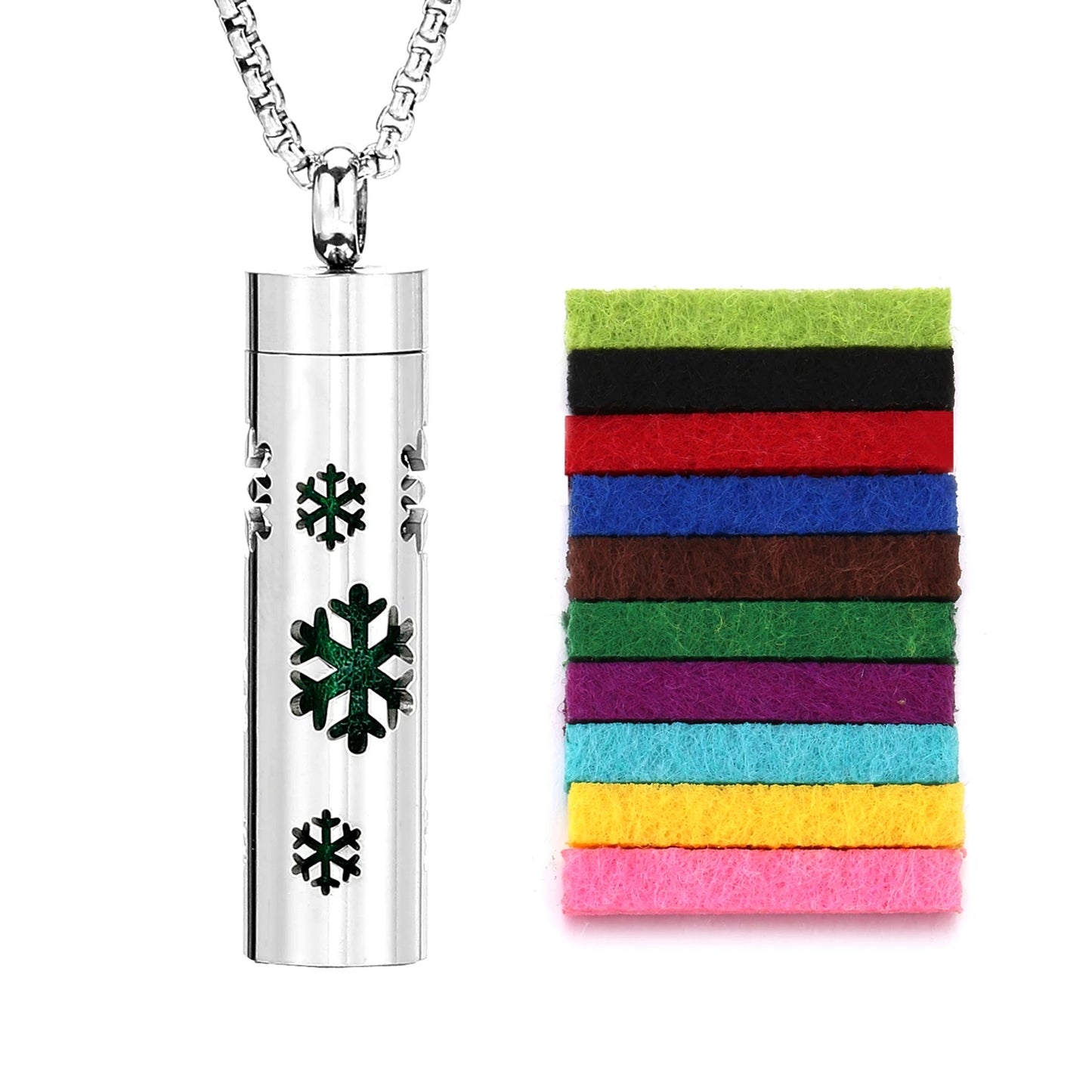 316L Diffusor-Halskette für ätherische Öle – Aromatherapie-Schmuck mit 10 farbigen Pads