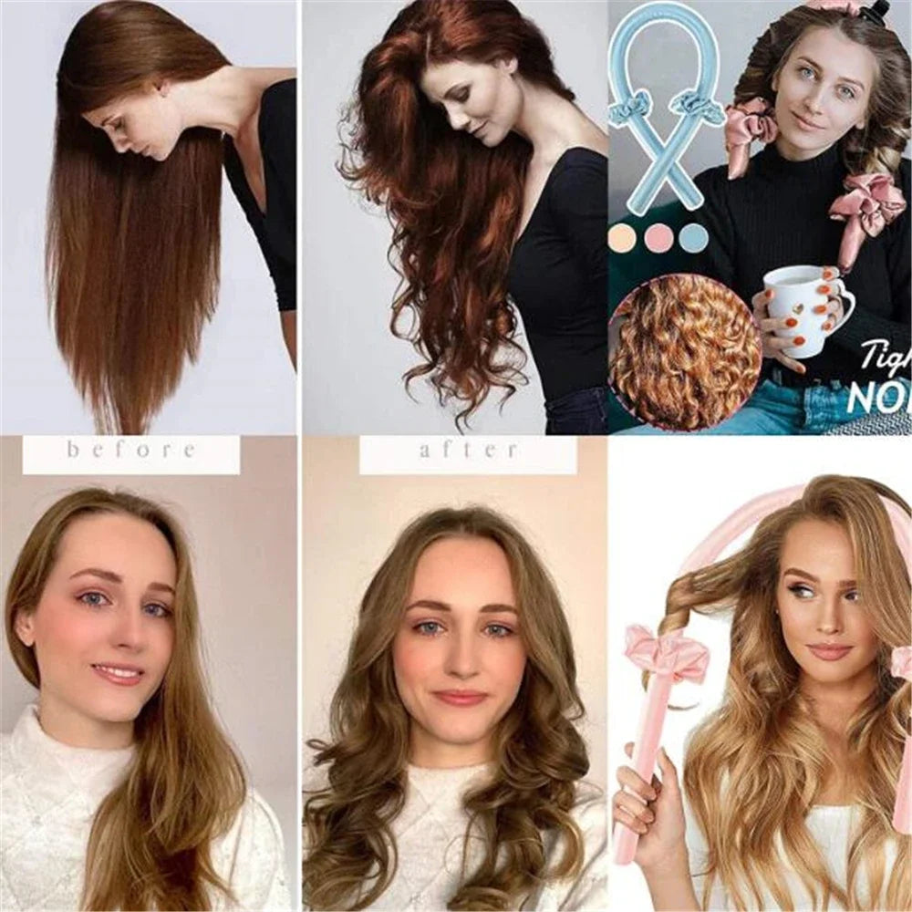 Bigoudis sans chaleur cheveux longs et courts – Bande à friser douce pour boucles naturelles