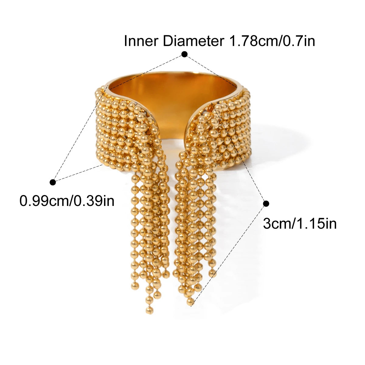 Quastenarmband und Ring – 18 Karat vergoldeter Edelstahl