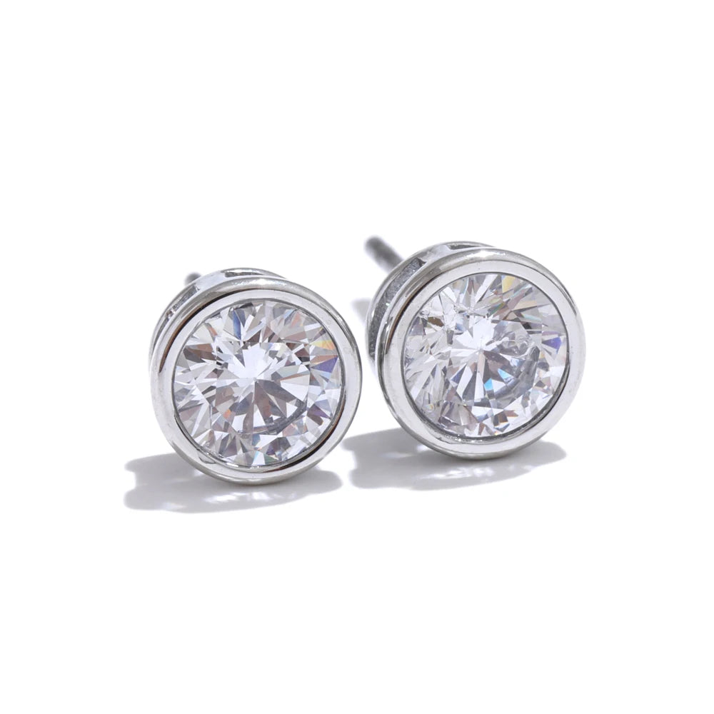 Glänzende Ohrstecker aus Edelstahl mit Zirkonia – Alltagstaugliche und zeitlose Eleganz