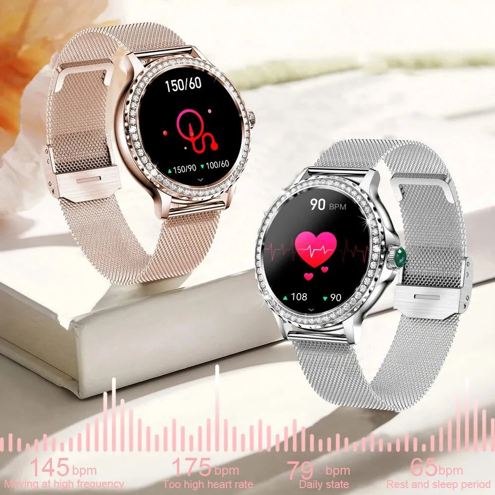 Montre Connectée Femme – Appels Bluetooth, Tracker Fitness & Santé, Cadrans Personnalisables | Android iOS