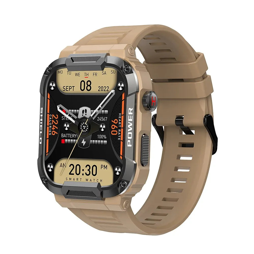 Montre Connectée Militaire Homme – Étanche IP68, Appels Bluetooth, Sport & Extérieur | Android iOS