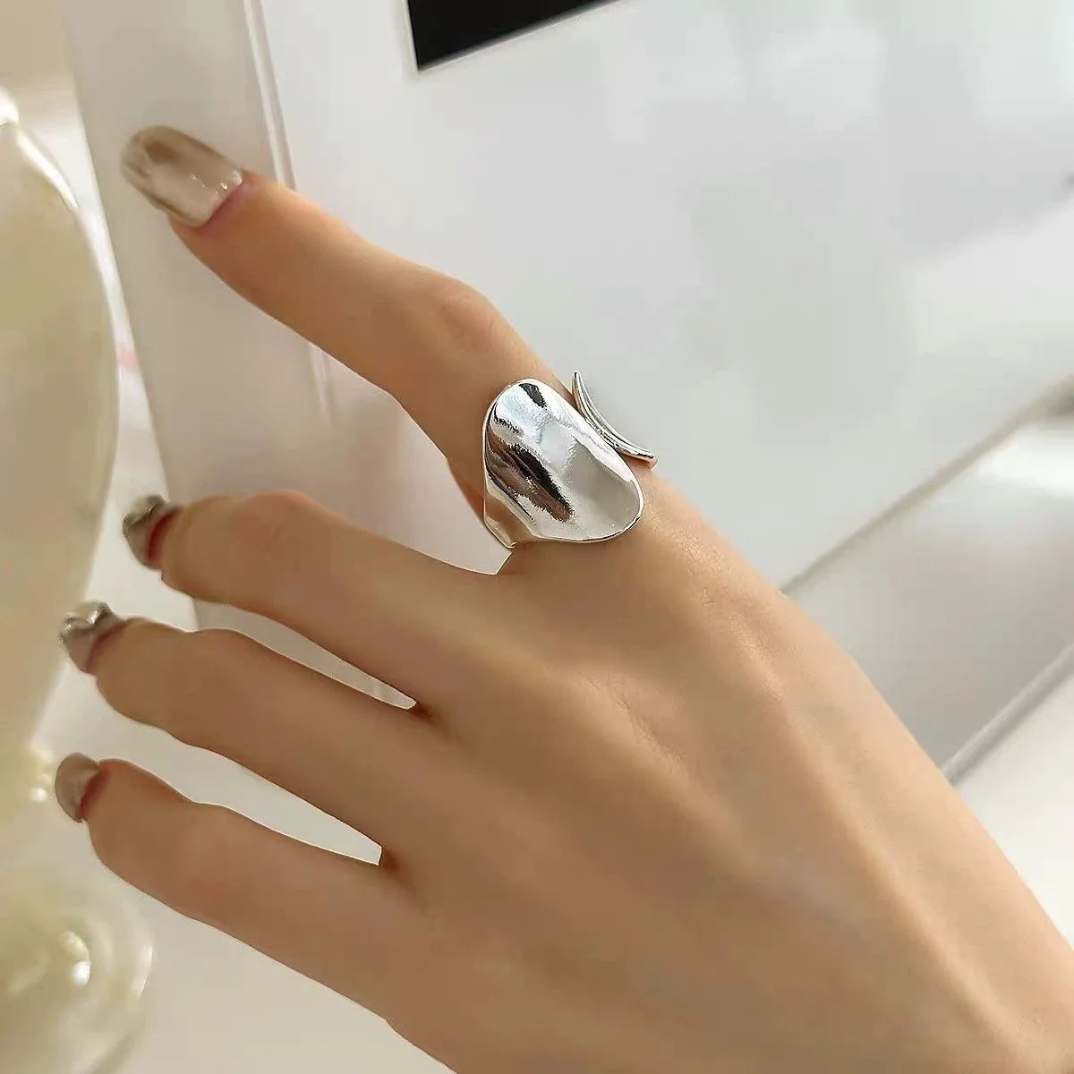 Breiter 925er Silberring – Verstellbares Design