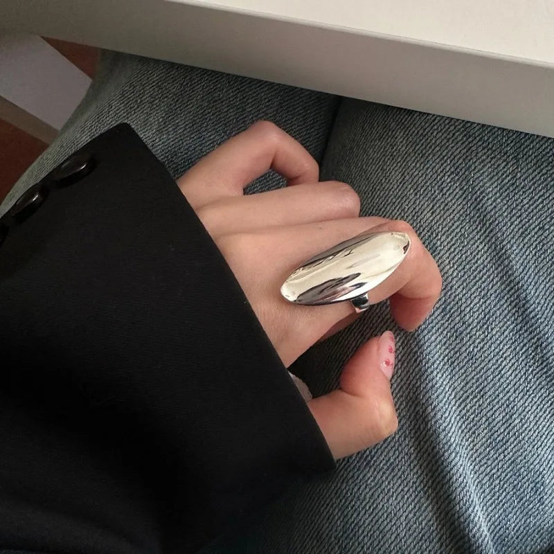Ovaler Ring aus 925er Silber – minimalistisches & Retro-Design, größenverstellbar