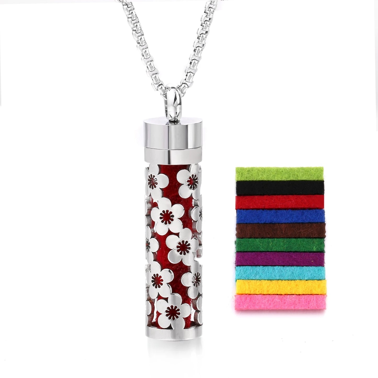 316L Diffusor-Halskette für ätherische Öle – Aromatherapie-Schmuck mit 10 farbigen Pads