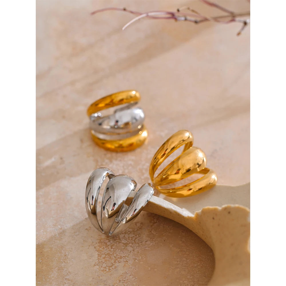 Bague géométrique – Acier inoxydable brillant