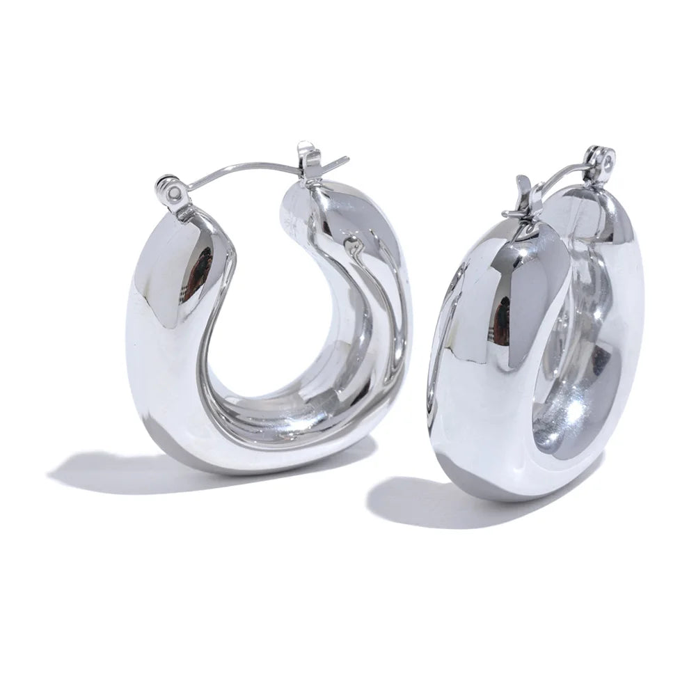 Boucles d’oreilles créoles épaisses en acier inoxydable – Or & argent, waterproof et tendance 2025