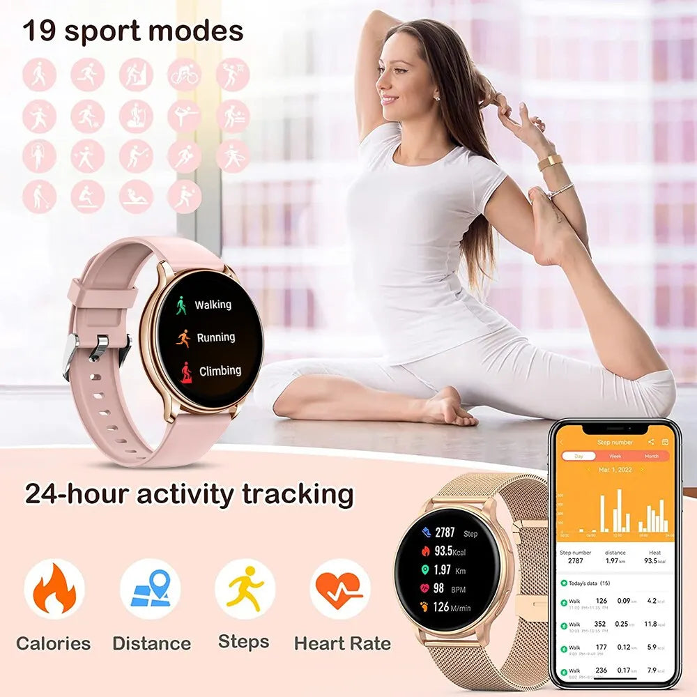 Montre Connectée Bluetooth – Appels, Tracker Fitness & Cardio | Homme & Femme Android iOS