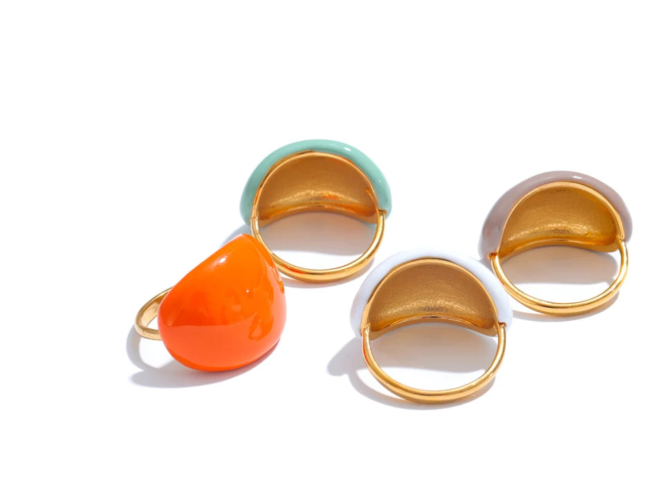 Mehrfarbiger Emaille-Ring - Candy-Effekt, verstellbarer Edelstahl