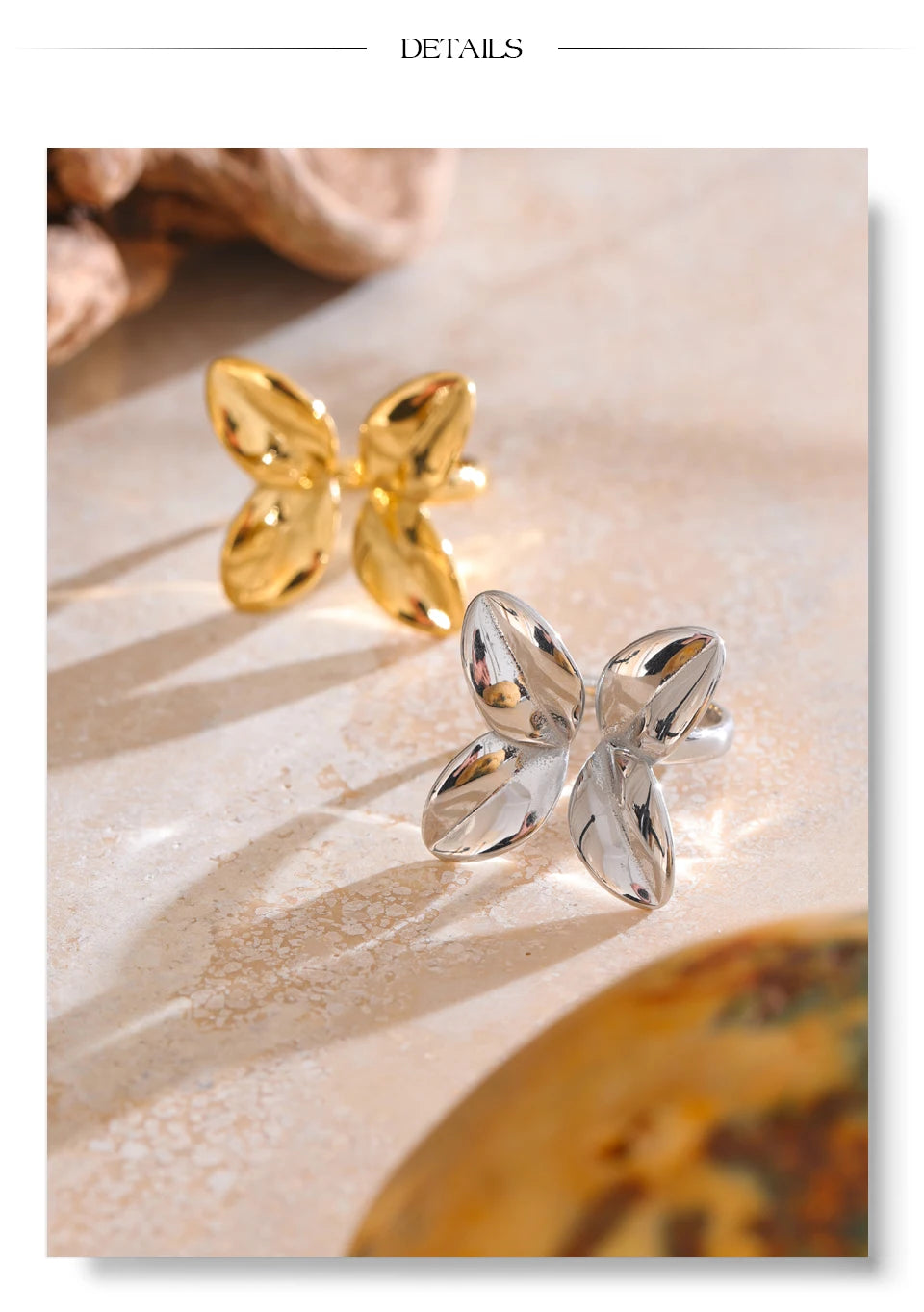 Bague Fleur Sculptée en Acier Inoxydable