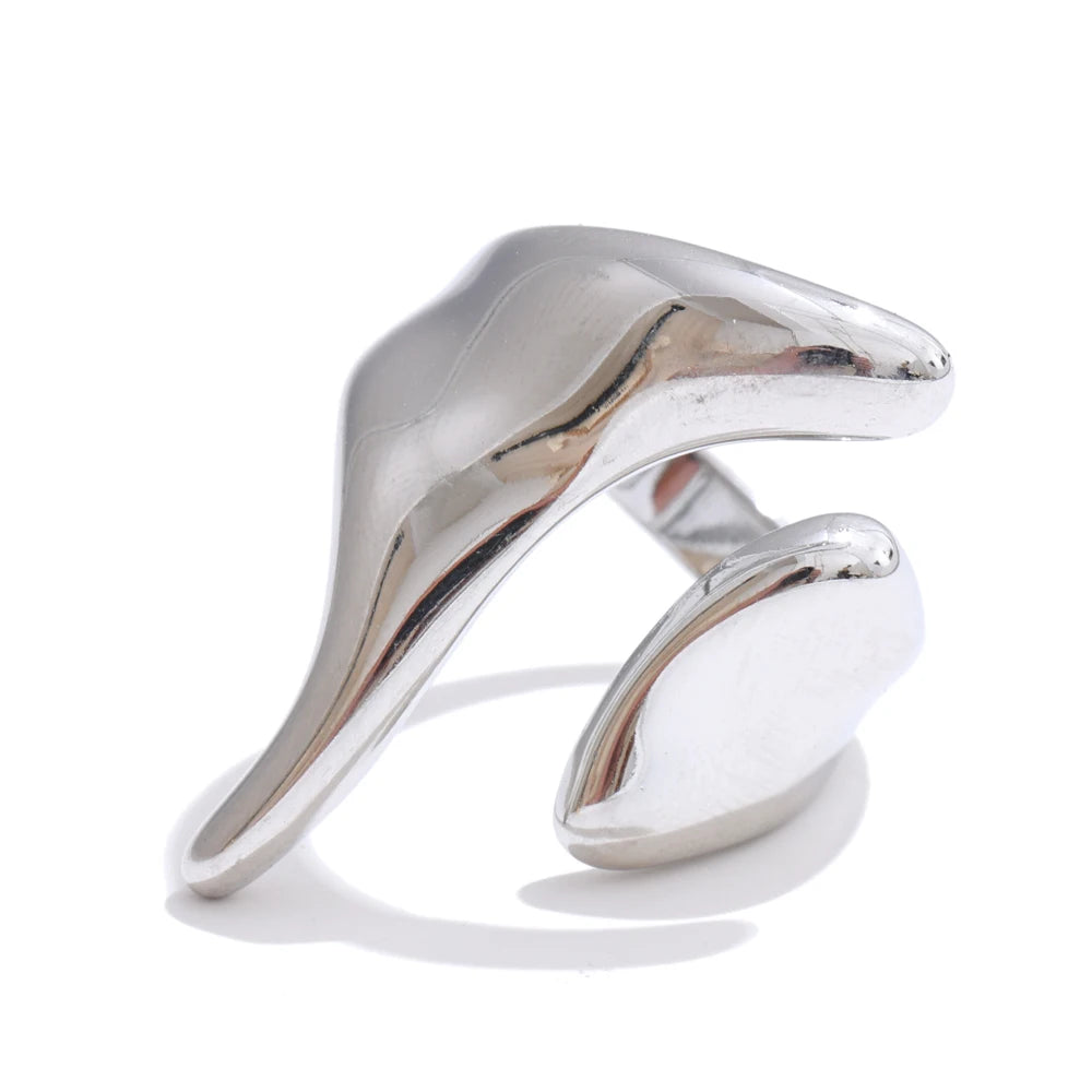 Bague réglable géométrique en acier inoxydable doré – Bijou créatif plaqué or PVD