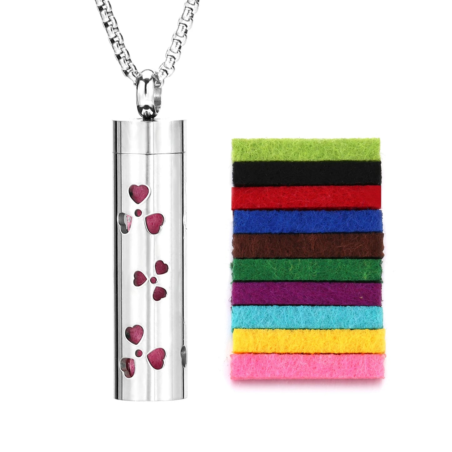 316L Diffusor-Halskette für ätherische Öle – Aromatherapie-Schmuck mit 10 farbigen Pads