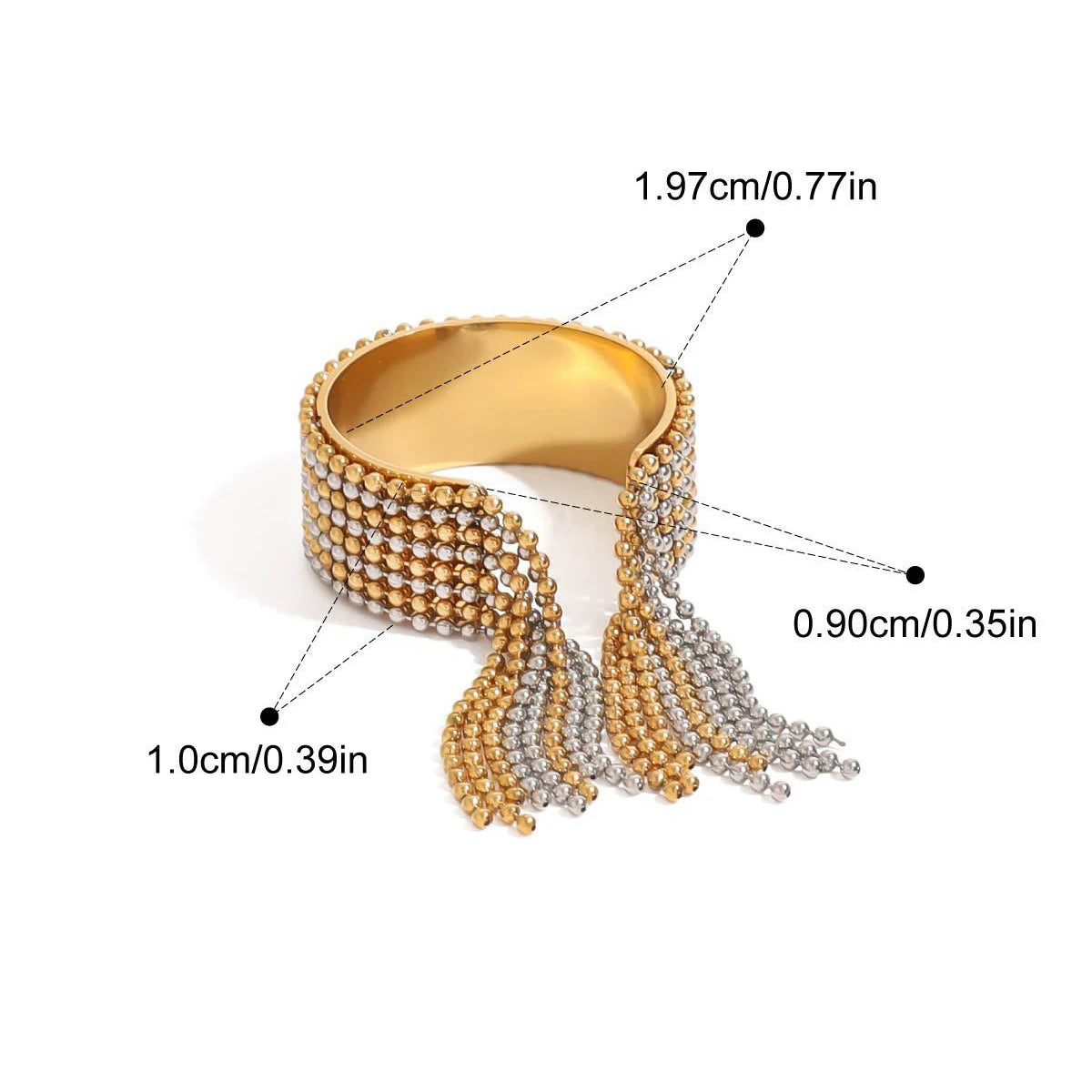 Quastenarmband und Ring – 18 Karat vergoldeter Edelstahl