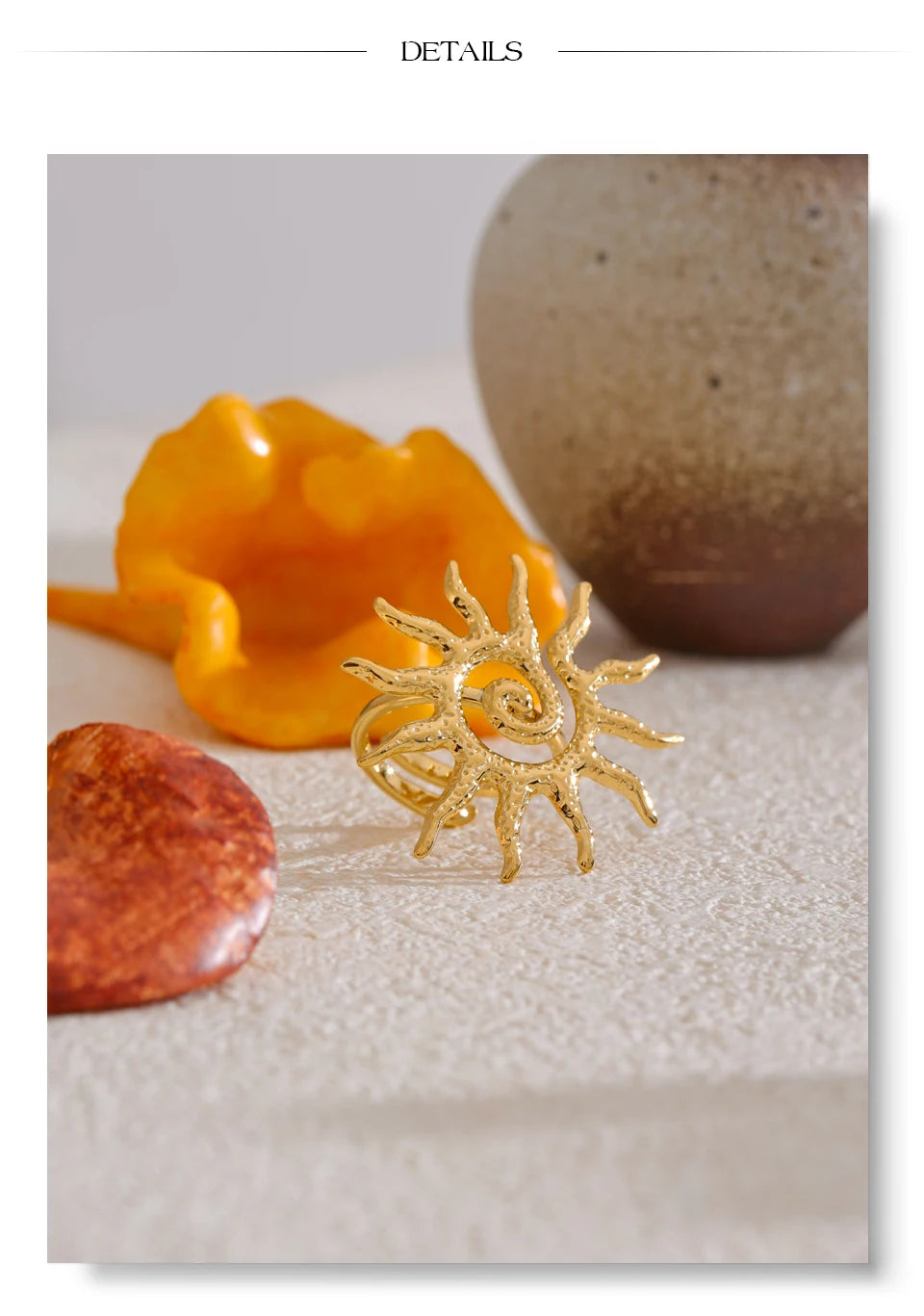 Goldener Sonnenring – 18 Karat Edelstahl, verstellbar