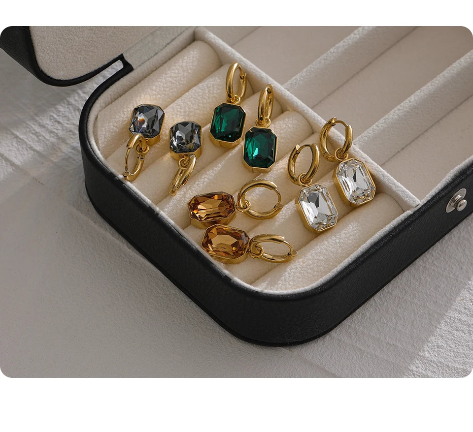 Boucles d'oreilles pendantes en zircon cubique – Acier inoxydable 18K