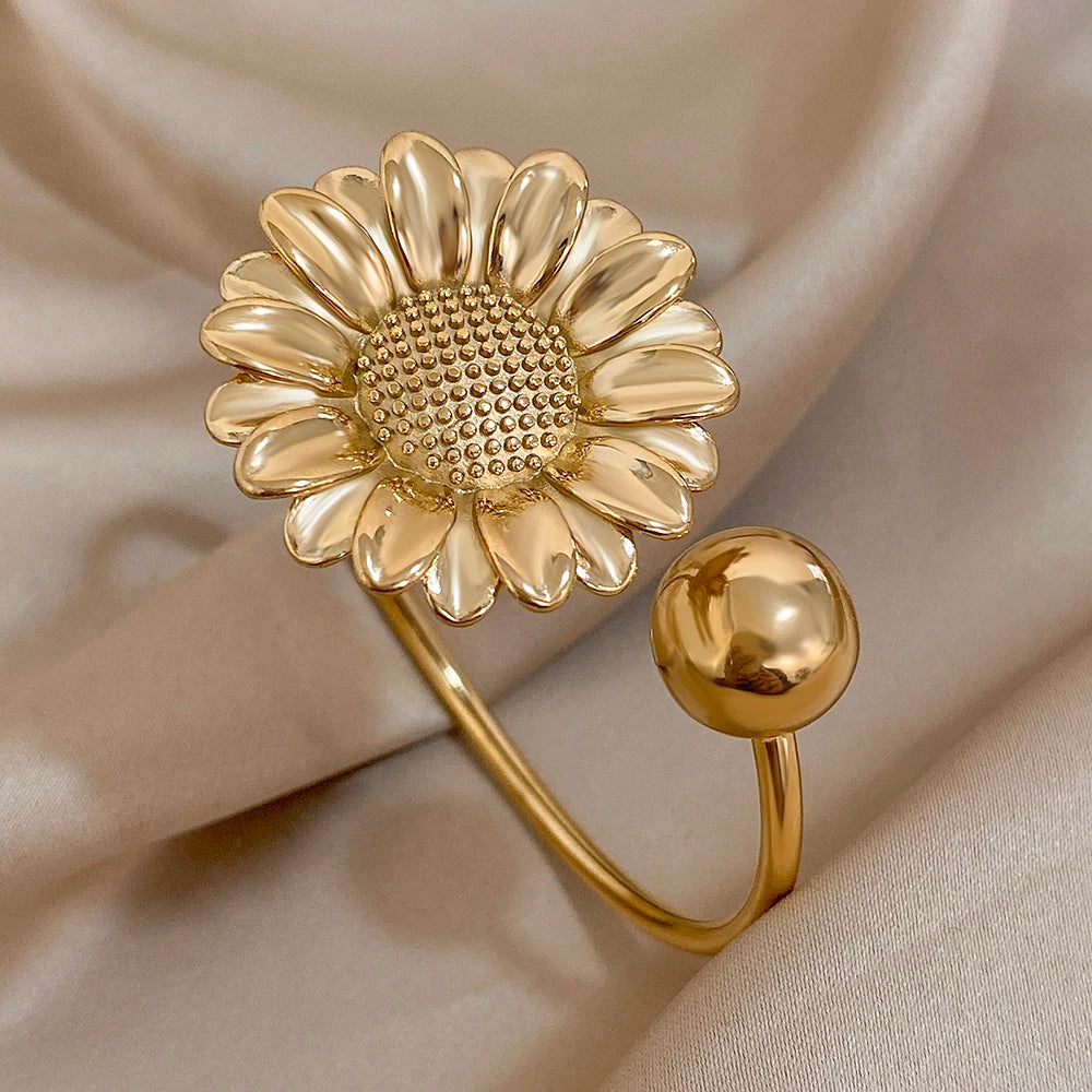 Doppeltes Blumen-Armband – Edelstahl in Gold oder Silber