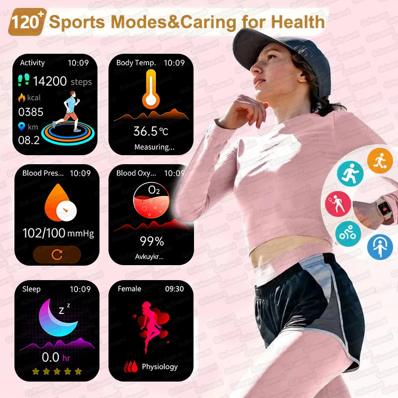 Montre connectée AI Santé 2025 – Smartwatch AMOLED 1,85’’ femmes & hommes, appels Bluetooth, NFC, suivi santé complet IP68