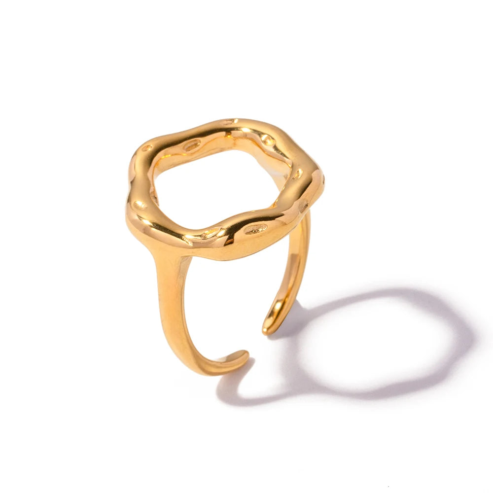 Bagues femme dorées en acier inoxydable – Plaqué or 18K, coquille, perle et zircon, bijoux tendance